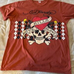 Ed Hardy Red Graphic Tee - Short Sleeve